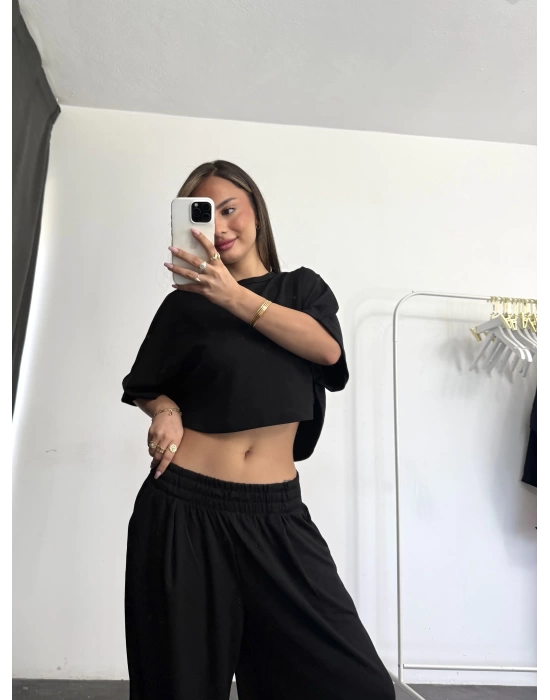 Yelda Crop Takım - Siyah