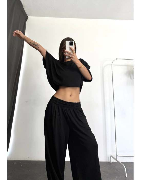 Yelda Crop Takım - Siyah