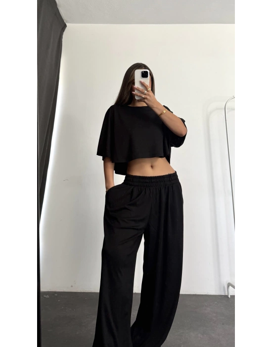 Yelda Crop Takım - Siyah