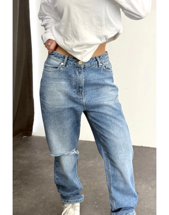 Yırtık Boyfriend Jean