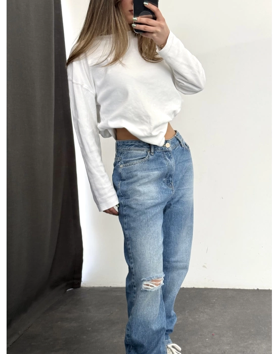 Yırtık Boyfriend Jean