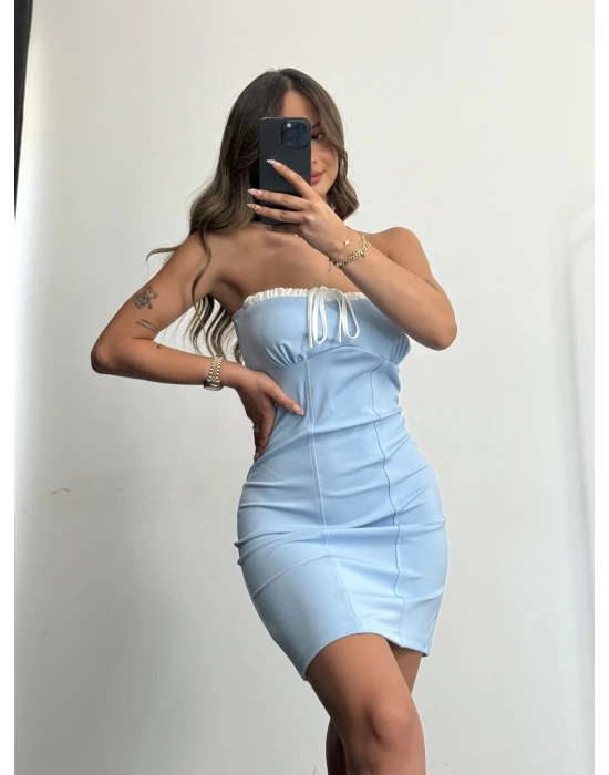 Yulia Mini Elbise - Mavi