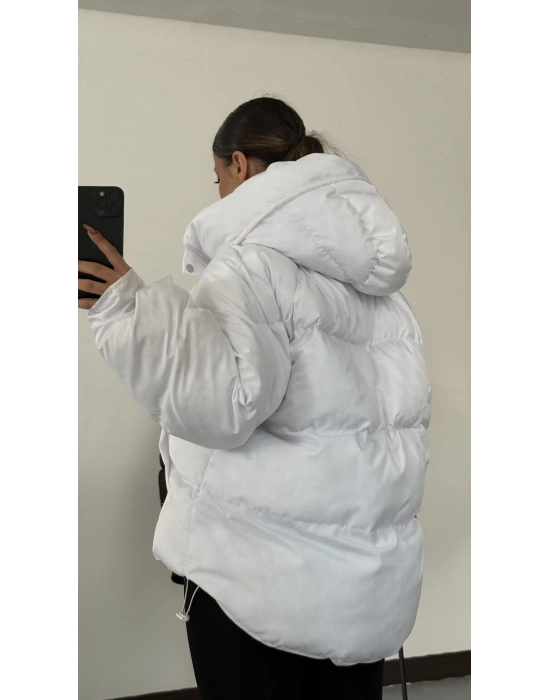 Zr Oversize Puffer Mont - Beyaz