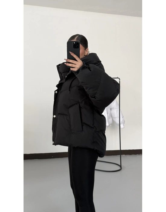 Zr Oversize Puffer Mont - Siyah