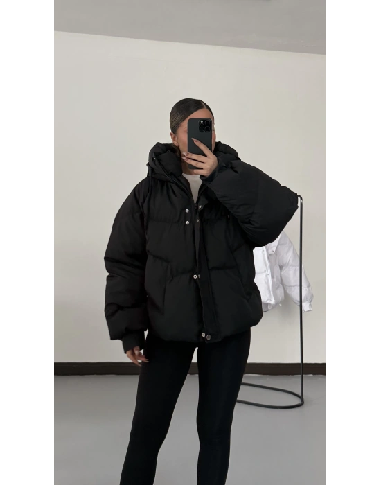 Zr Oversize Puffer Mont - Siyah