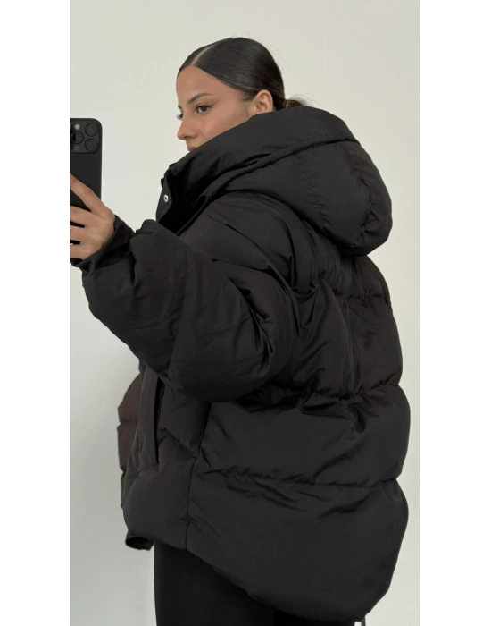 Zr Oversize Puffer Mont - Siyah