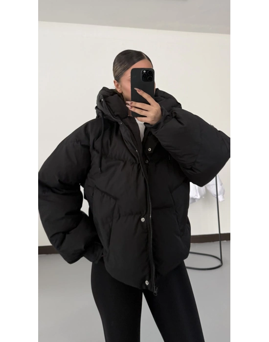 Zr Oversize Puffer Mont - Siyah