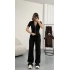 Roxa Fermuarlı Crop Takım - Siyah