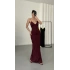Kanye İp Askılı Elbise - Bordo