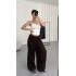 Pileli Şalvar Pantolon - Kahve