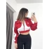 Afro Bomber Crop Ceket - Kırmızı