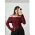 Aimee Fermuar Detay Crop - Bordo