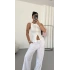 Avice Fermuarlı Crop - Beyaz