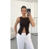 Avice Fermuarlı Crop - Kahve