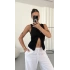 Avice Fermuarlı Crop - Siyah