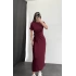 Bağcık Detay Elbise - Bordo