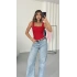 Bonne Kare Yaka Bodysuit - Kırmızı