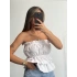 Dalia Büzgülü Straplez - Beyaz