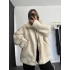 Damen Oversize Peluş Mont - Bej