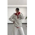Fermuarlı Çizgili Triko - Kırmızı