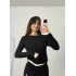 Kira Bisiklet Yaka Crop - Siyah