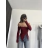 Loli Kayık Yaka Crop - Bordo