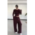 Mayte Yanı Büzgülü Takım - Bordo