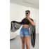 Morgan Transparan Crop - Siyah