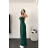Rana Sırt Dekolte İp Asklı Elbise -Zümrüt
