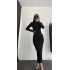 Ruska Broş Detay Elbise - Siyah