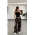 Salena Kontrast Kargo Pantolon - Kahve
