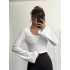 Shy İspanyol Kol Crop - Beyaz