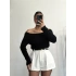 Soft Kayık Yaka Kazak - Siyah