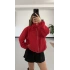 Taşlı Dik Yaka Astarlı Ceket - Kırmızı