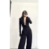 Valeria Kruvaze Bodysuit - Siyah