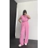 Vatkalı Crep Tulum - Pembe