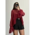 Volanlı Tül Bluz - Bordo