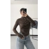 Yaka Düğmeli Çizgili Tshirt - Kahve