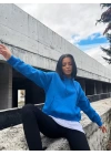 Basic İkili Sweatshirt-Mavi