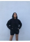 Basic Kapüşonlu Sweatshirt-Siyah
