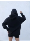 Basic Kapüşonlu Sweatshirt-Siyah