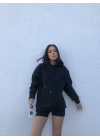 Basic Kapüşonlu Sweatshirt-Siyah