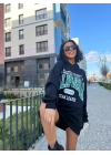 Kapüşonlu California Sweatshirt- Siyah