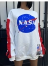 NASA Baskı Sweatshirt-Beyaz