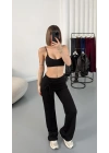Mila Bel Büzgülü Oys Pantolon - Siyah