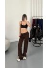 Mila Bel Büzgülü Oys Pantolon - Kahve