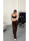 Mila Bel Büzgülü Oys Pantolon - Kahve