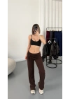 Mila Bel Büzgülü Oys Pantolon - Kahve