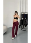 Mila Bel Büzgülü Oys Pantolon - Bordo