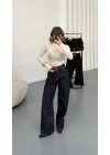 Kitty Taşlı Bol Paça Jean - Lacivert